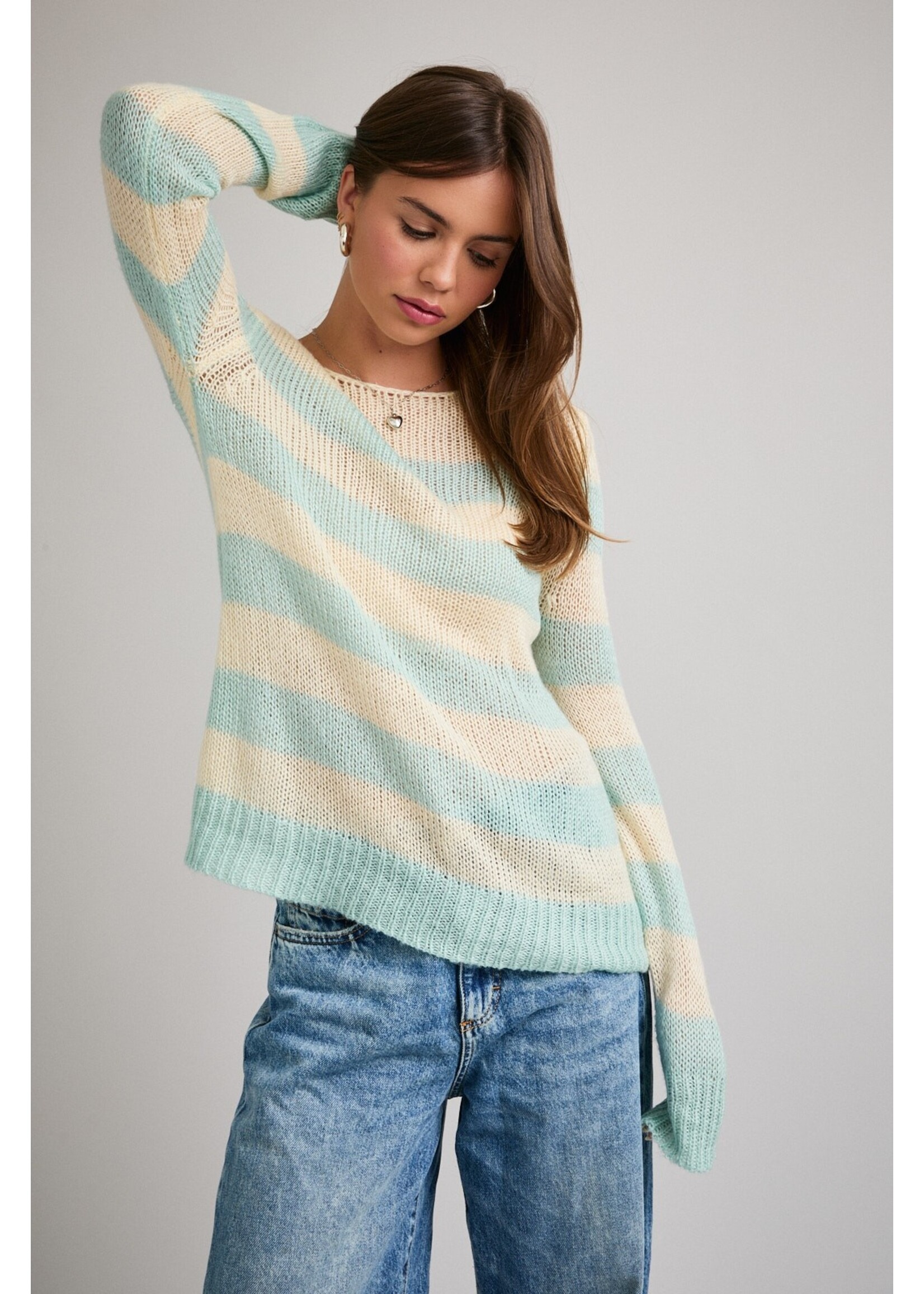 Le Lis Long Sleeve Stripe Knit Sweater Top - PWT6920