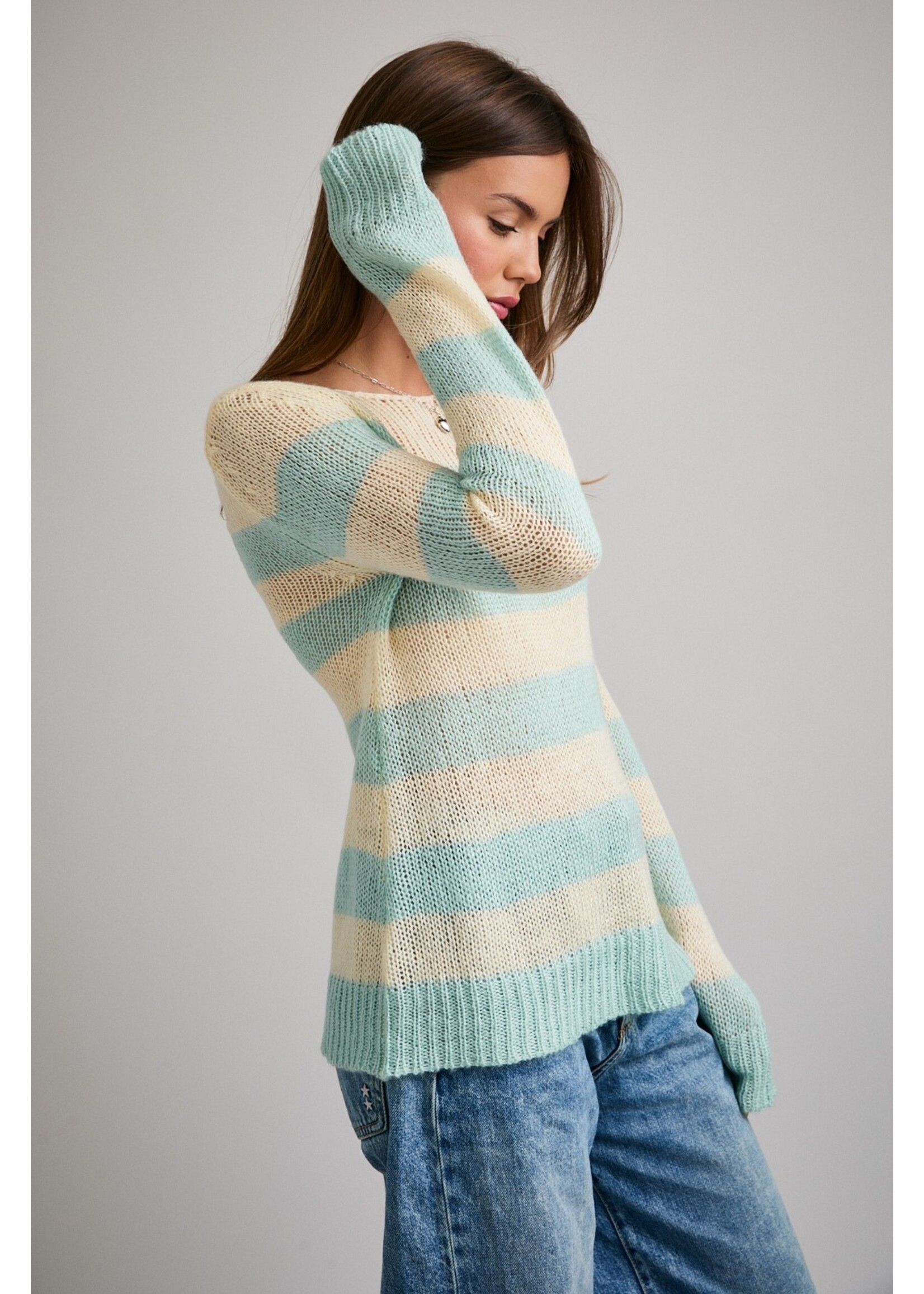 Le Lis Long Sleeve Stripe Knit Sweater Top - PWT6920
