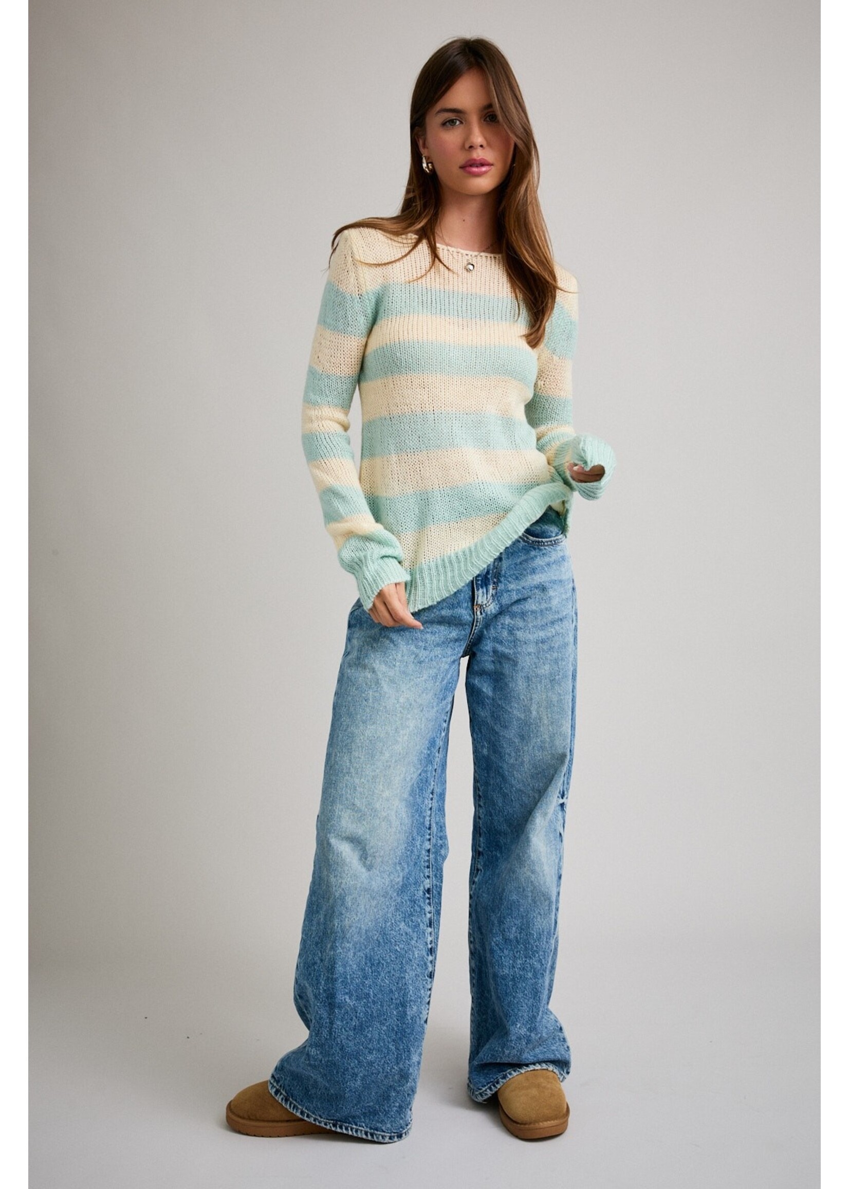 Le Lis Long Sleeve Stripe Knit Sweater Top - PWT6920