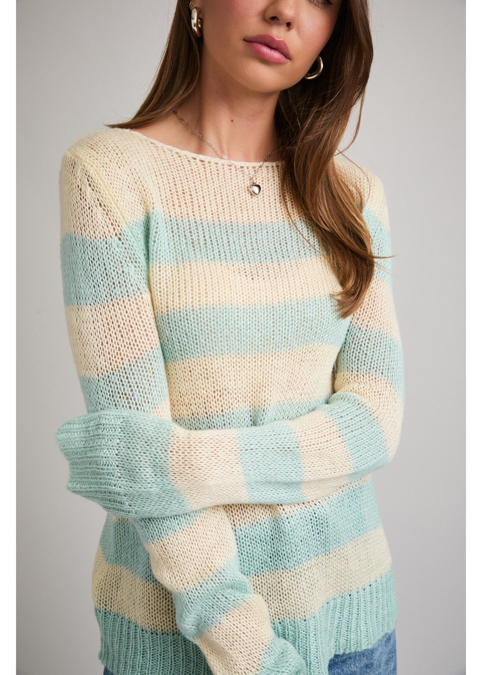 Le Lis Long Sleeve Stripe Knit Sweater Top - PWT6920