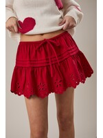 Le Lis Eyelet Embroidered Scallop Flare Mini Skirt - SS3432