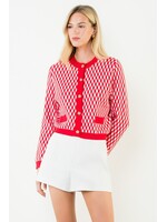 THML Long Sleeve Geometric Print Cardigan - TMK2321