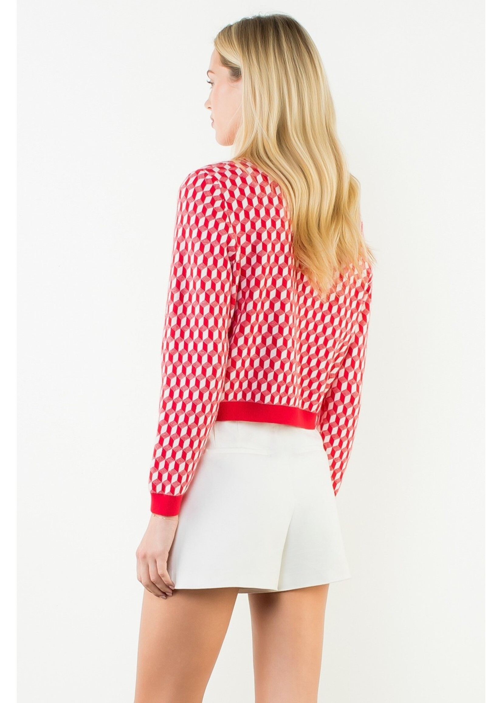 THML Long Sleeve Geometric Print Cardigan - TMK2321