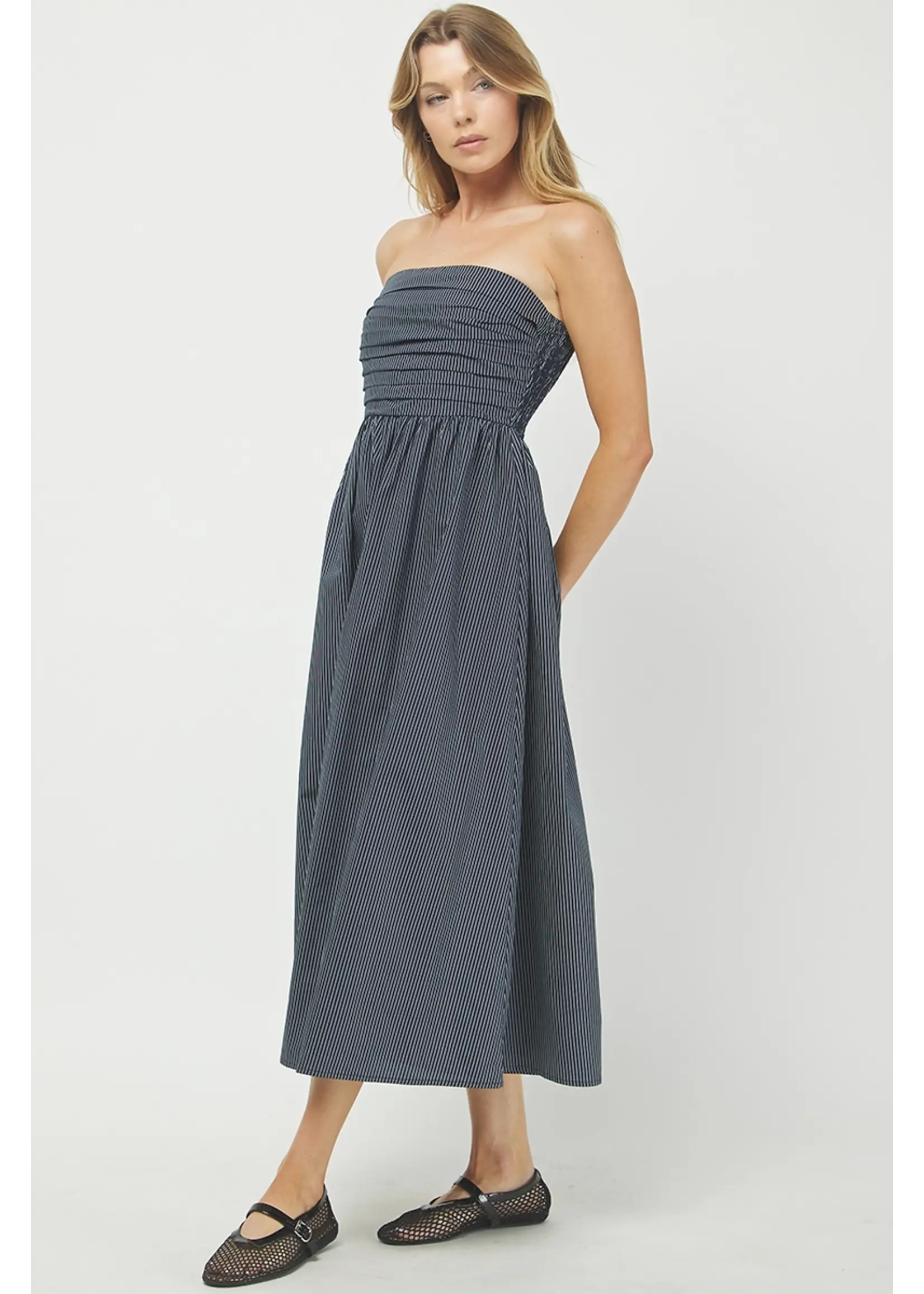 needii Tube Striped Maxi Dress Featuring Bk Smocking - 1212ND