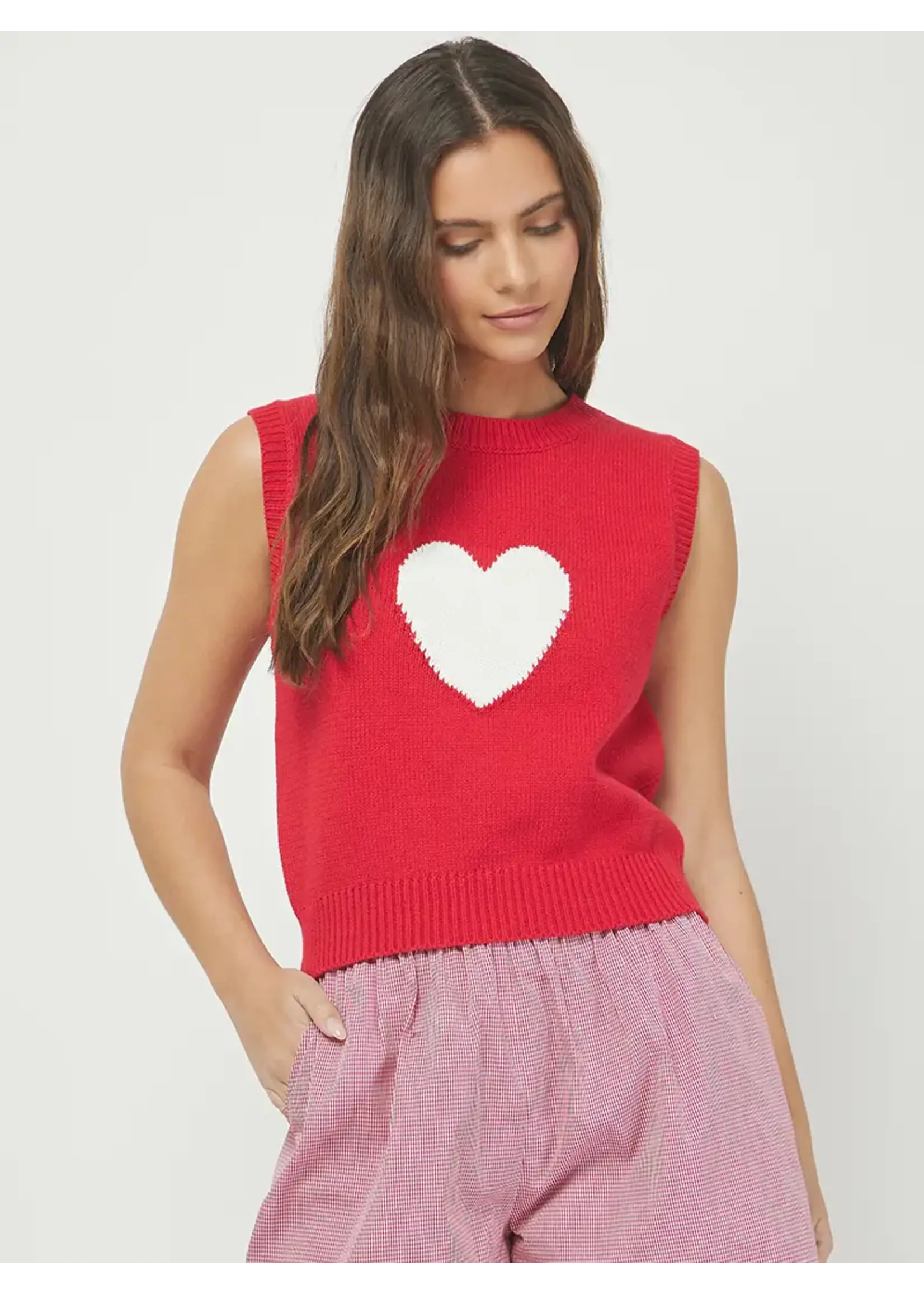 needii Heart Embroidered Sweater Vest - 1938NT