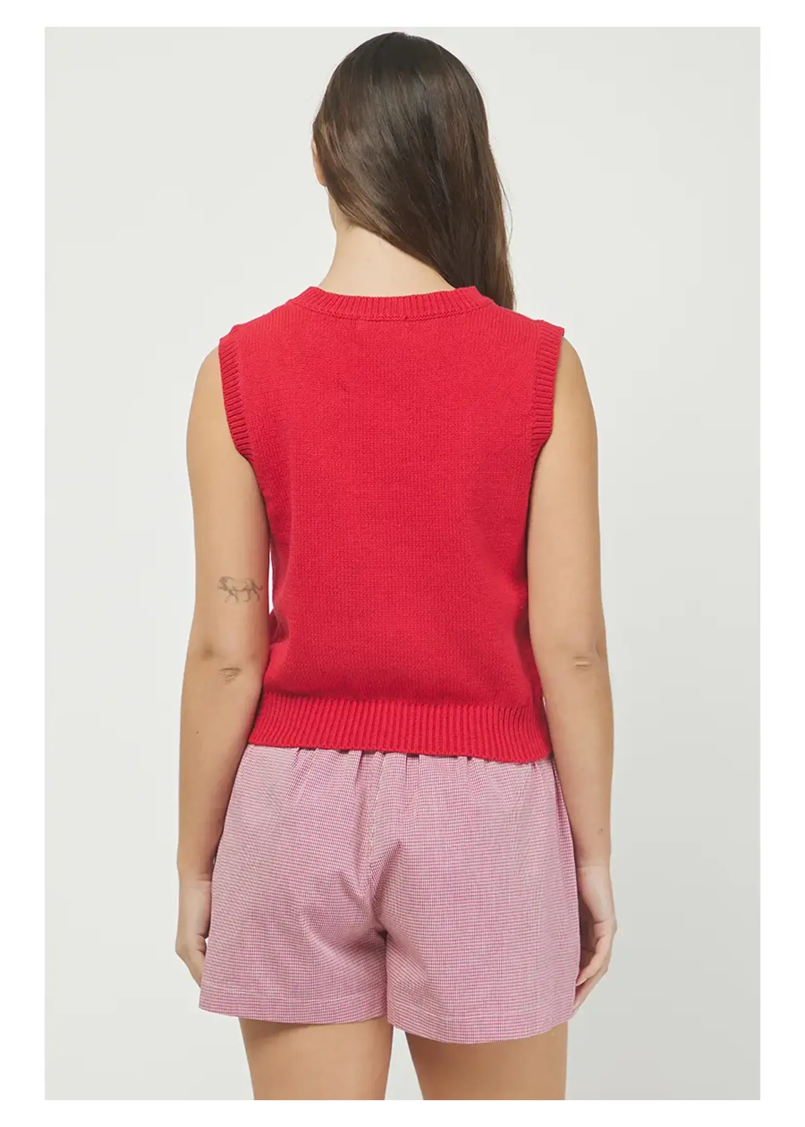 needii Heart Embroidered Sweater Vest - 1938NT