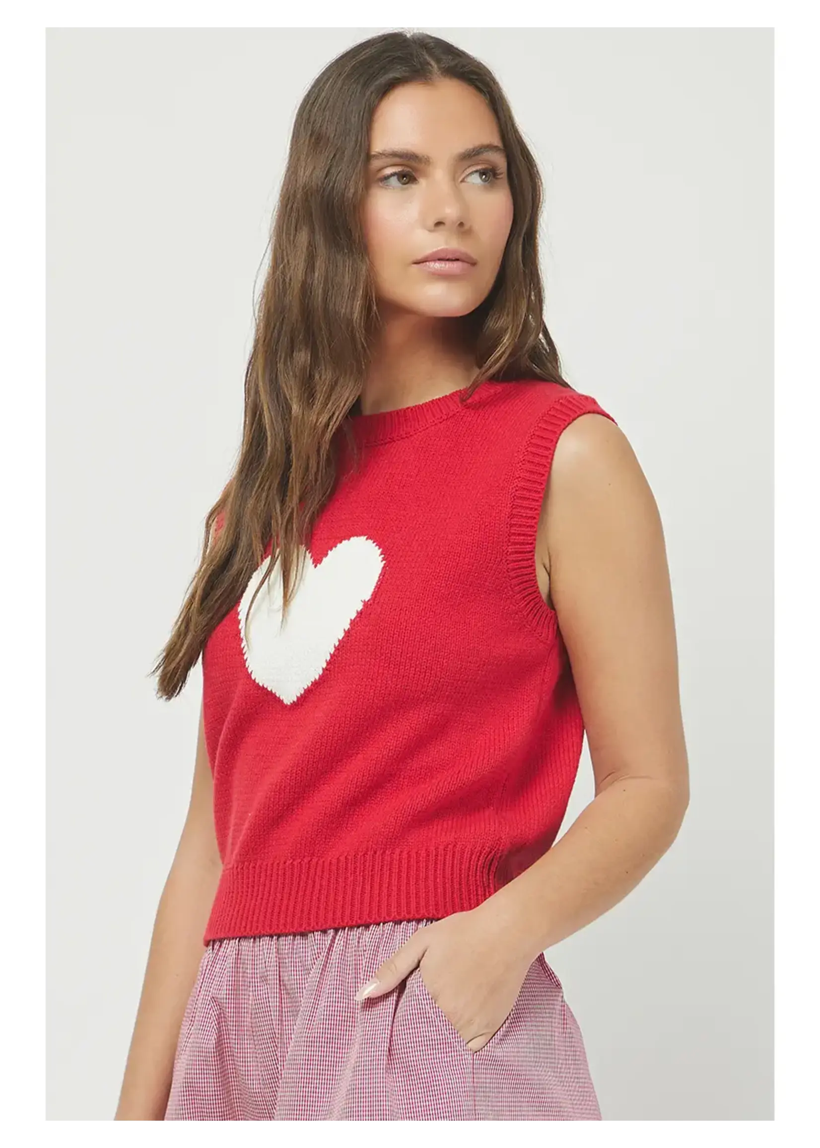 needii Heart Embroidered Sweater Vest - 1938NT