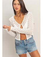 HYFVE Pearl Button Sheer Lace Cardigan Top - DZ25C027