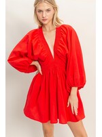 HYFVE Deep V-neck Bishop Sleeve Dress - HF26A907