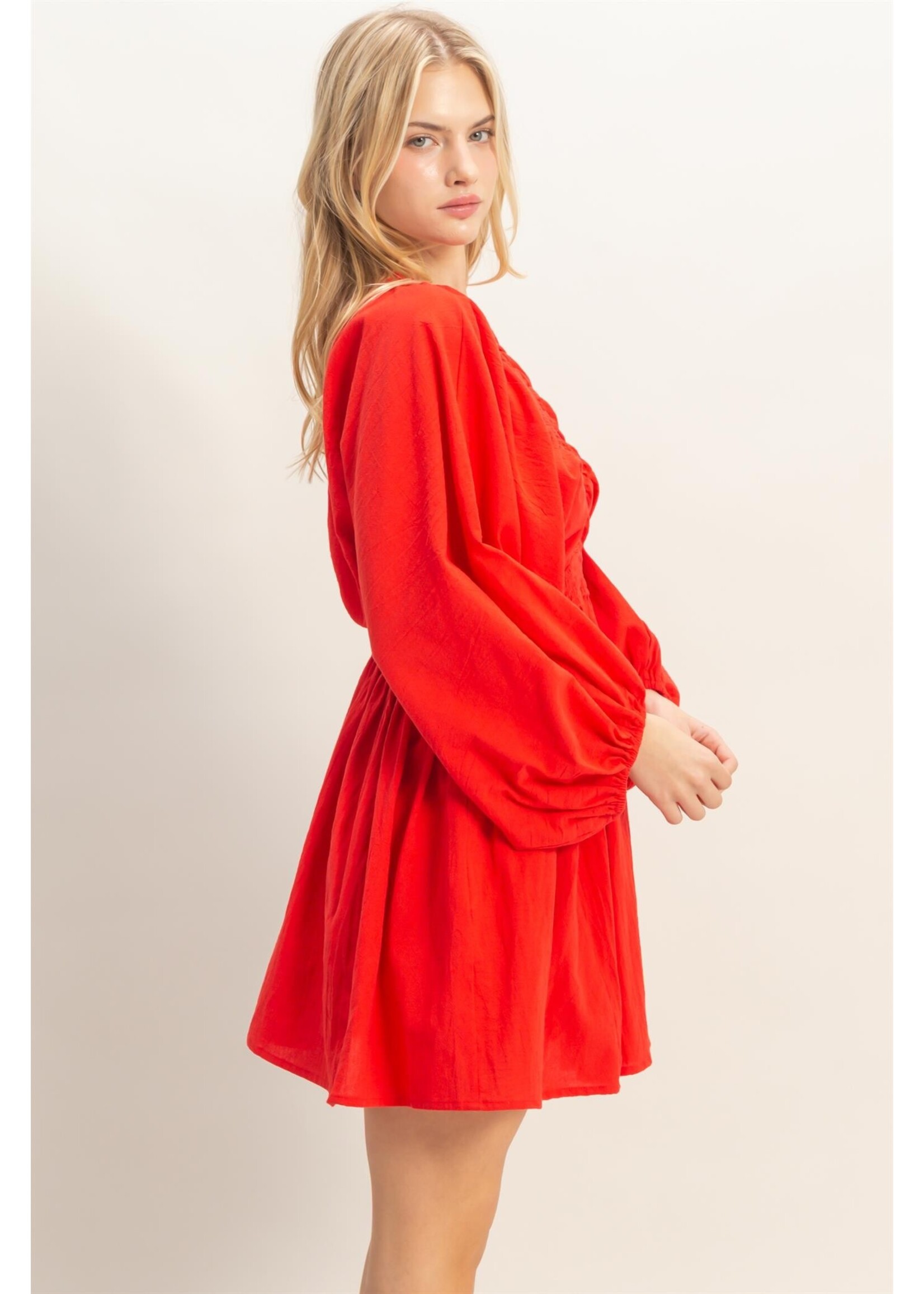 HYFVE Deep V-neck Bishop Sleeve Dress - HF26A907