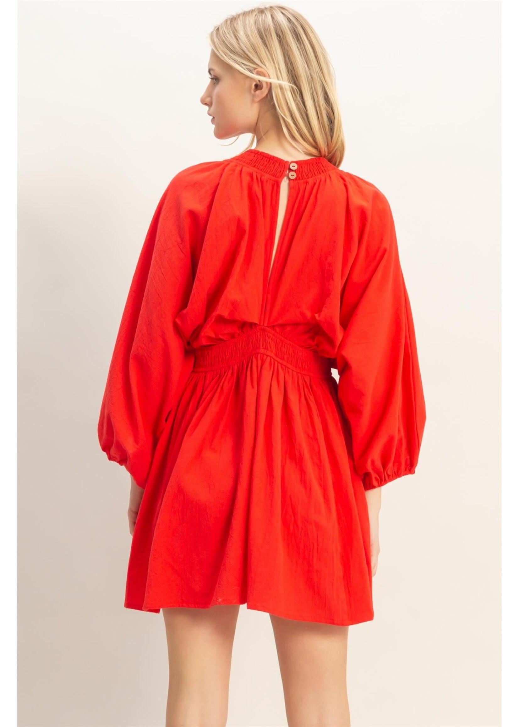 HYFVE Deep V-neck Bishop Sleeve Dress - HF26A907