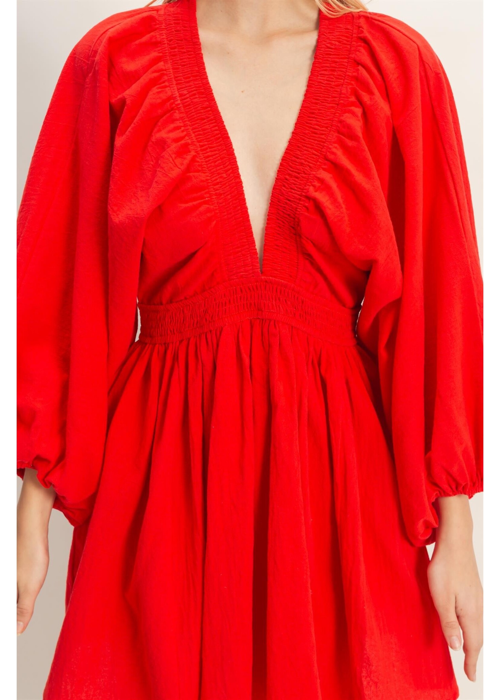 HYFVE Deep V-neck Bishop Sleeve Dress - HF26A907