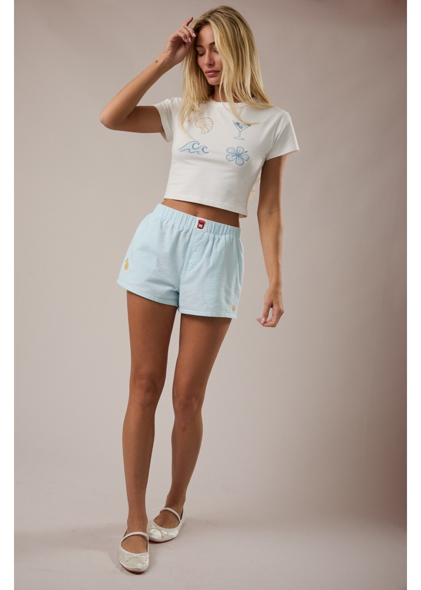 Le Lis Mid-Rise Embo Detail Shorts - IP6286-1