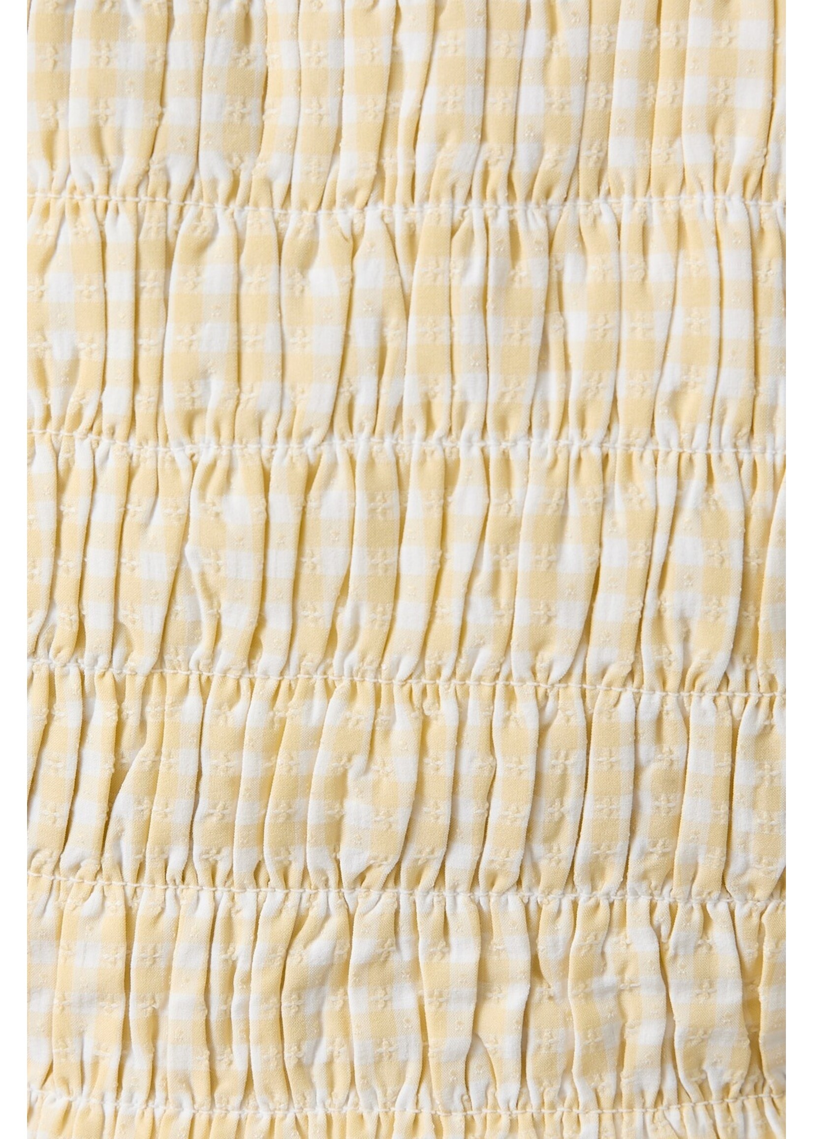 Le Lis Round Neck Shirring Gingham Top - PT6975