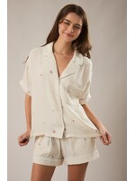 Le Lis Embroidered Detail Pajama Top - ST3350