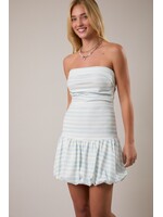 LeLis Strapless Folded Bust Detail Bubble Hem Stripe Mini Dress - ID6234