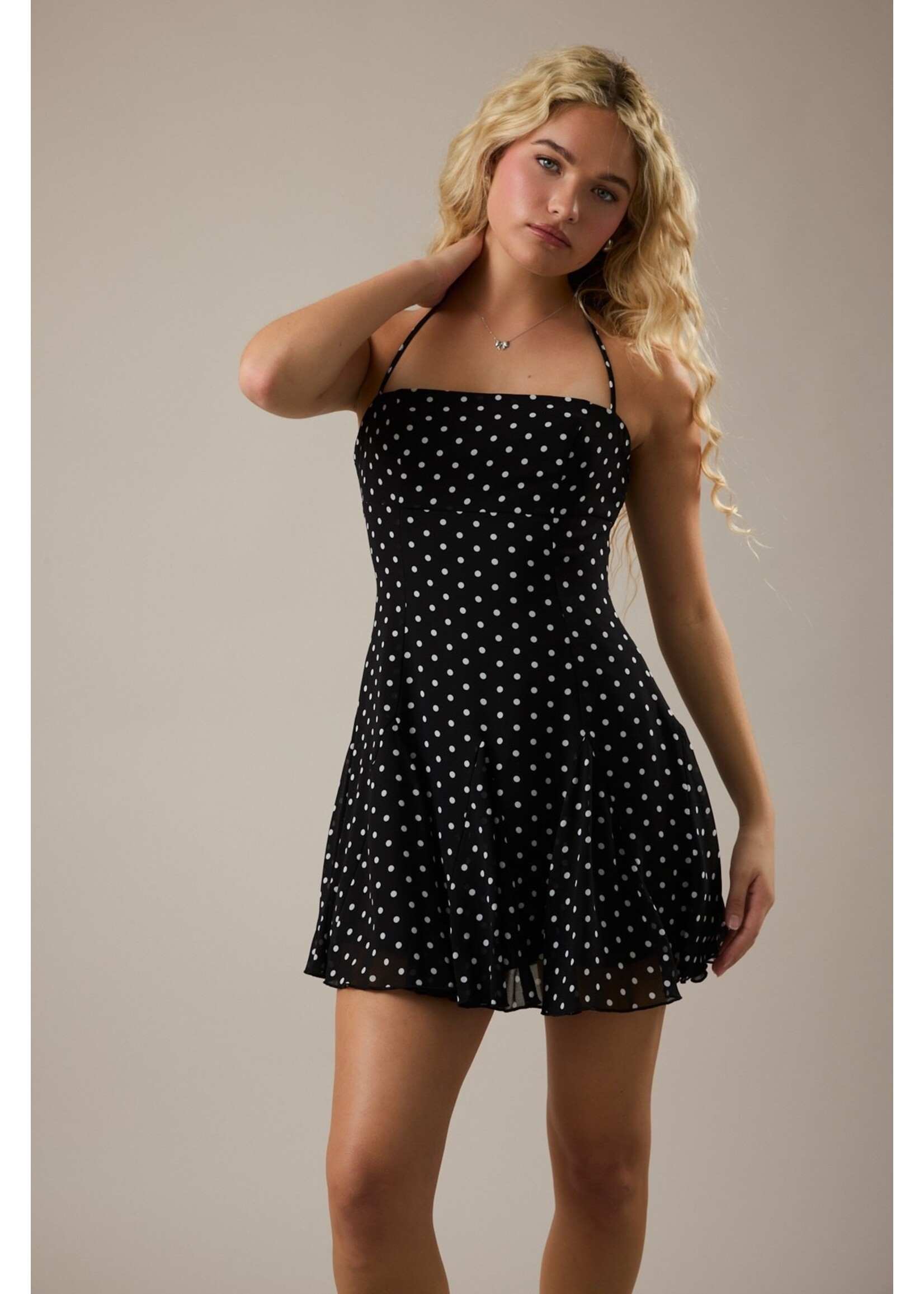 Le Lis Halter Strap Polka Dot Mini Dress - ID6360