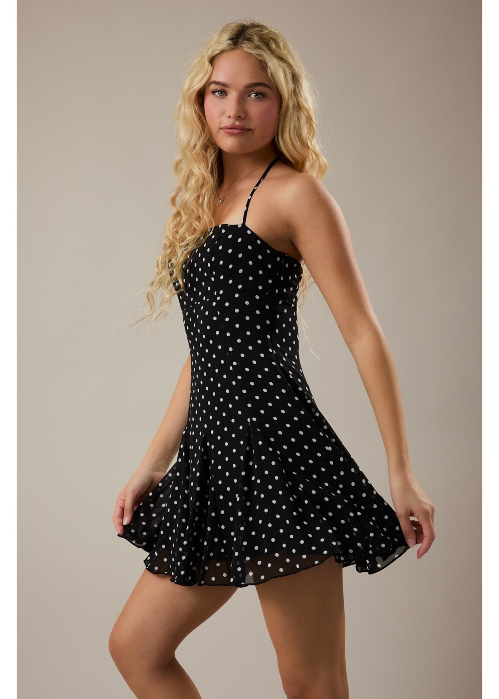 Le Lis Halter Strap Polka Dot Mini Dress - ID6360