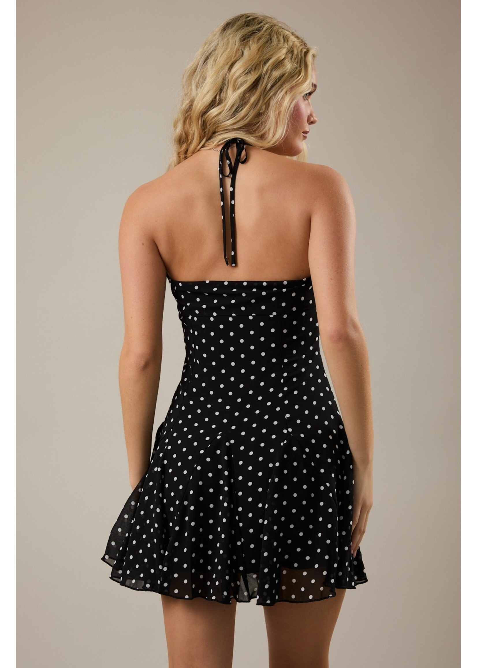 Le Lis Halter Strap Polka Dot Mini Dress - ID6360