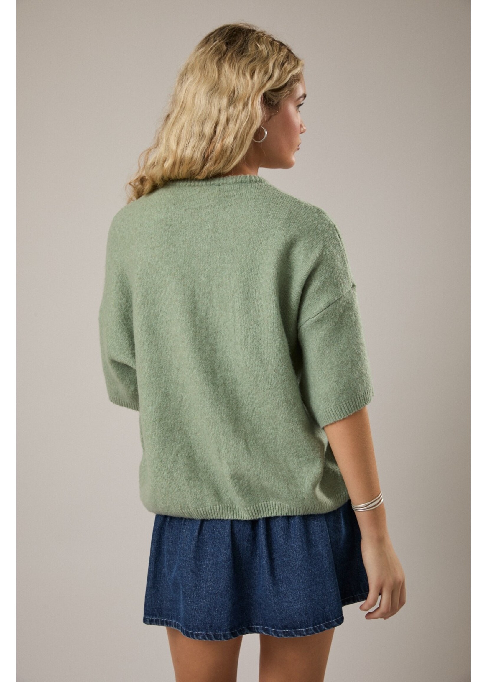 Le Lis Short Sleeve Crew Neck Cardigan - IWJ6344