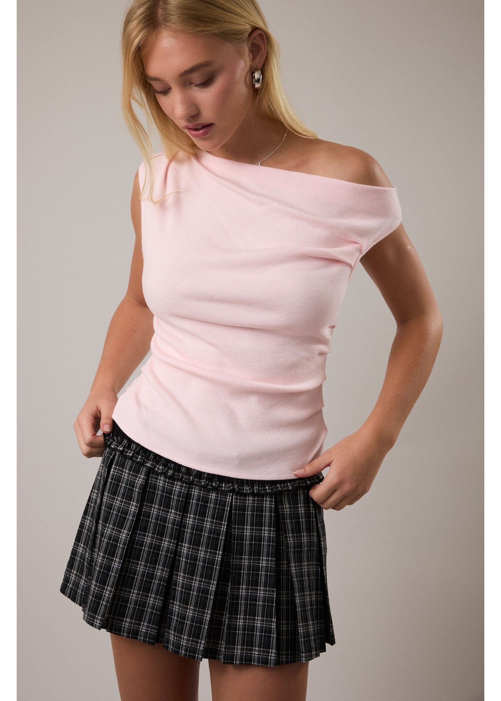 Le Lis Asymmetrical Neck Sweater Top - SWT2214