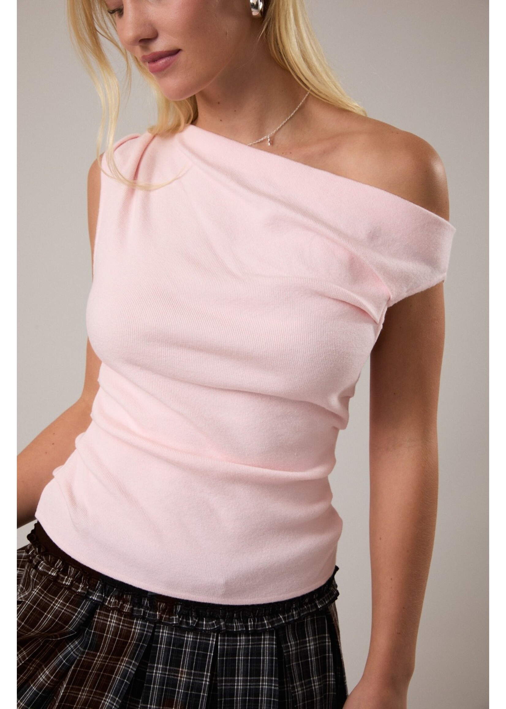 Le Lis Asymmetrical Neck Sweater Top - SWT2214