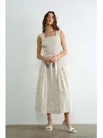 Creaman Margot Retro Bow Tie Smocked Midi Dress - JD2254