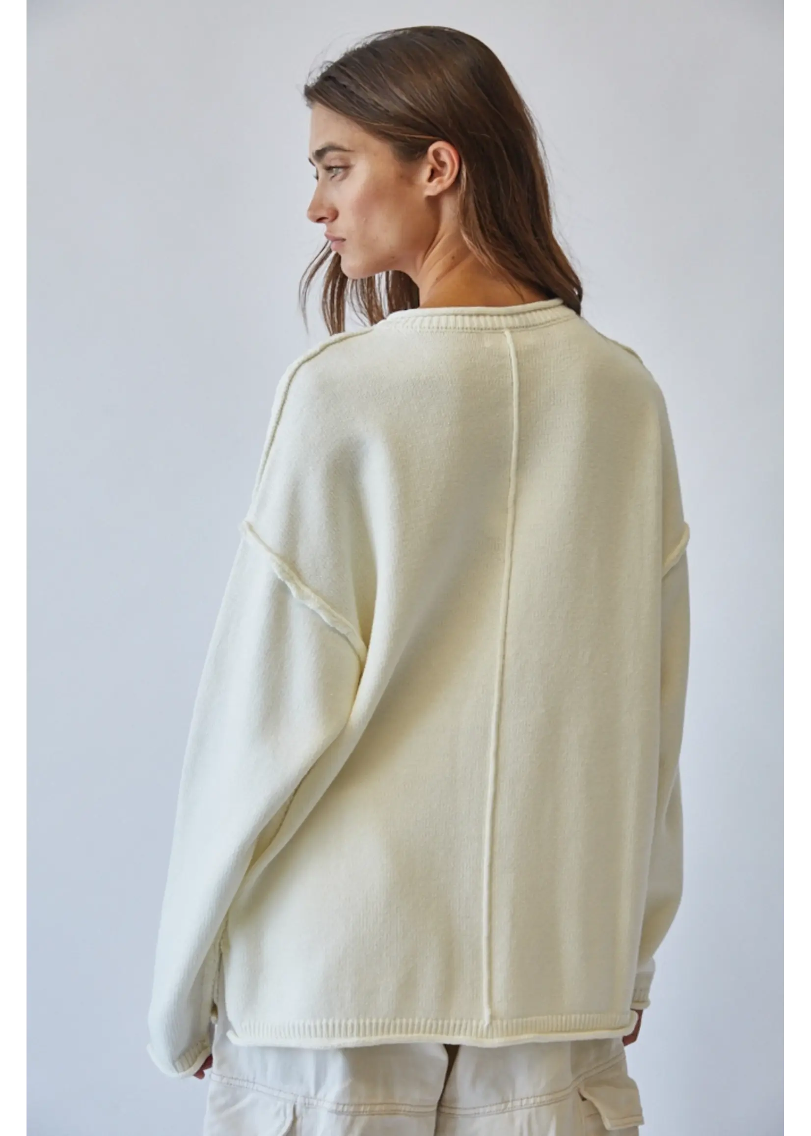 Creaman Inside Out Roll Neck Pullover Sweater - JSW2828