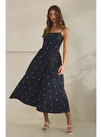 Creaman Anchor Embroidered Smocked Maxi Dress - JD2537