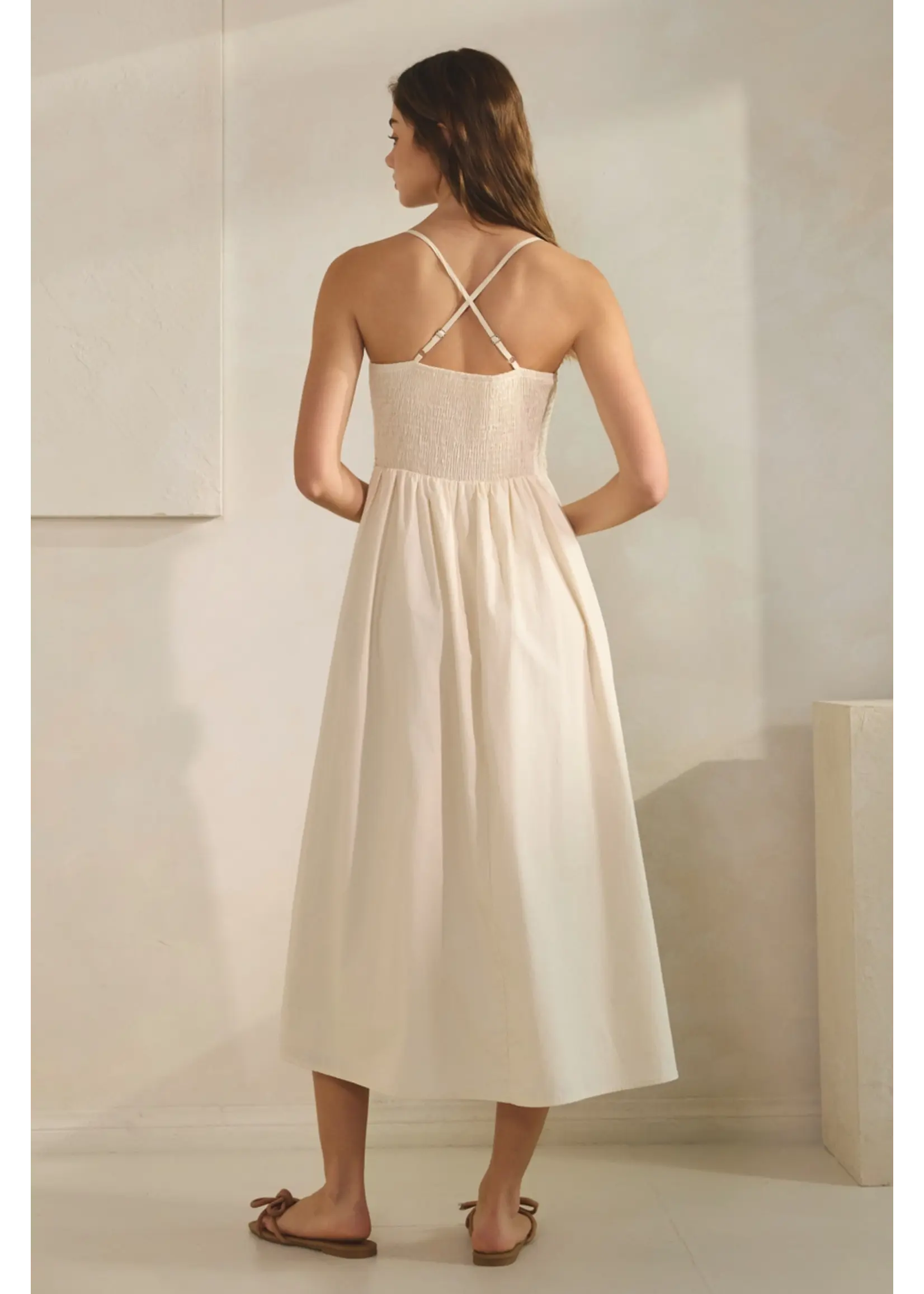 Creaman Haze Crochet Knit Contrast Midi Dress - HD3294