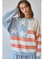 Creaman Oversized Jacquard Flag Knit Sweater - NSW2893