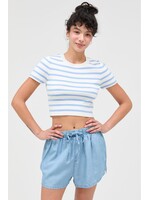 HYFVE Striped And Knit Crew Neck Crop Top - DZ26A139