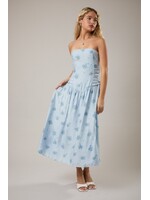 Le Lis Strapless Crop Waist Ruched Midi Dress - ID6245