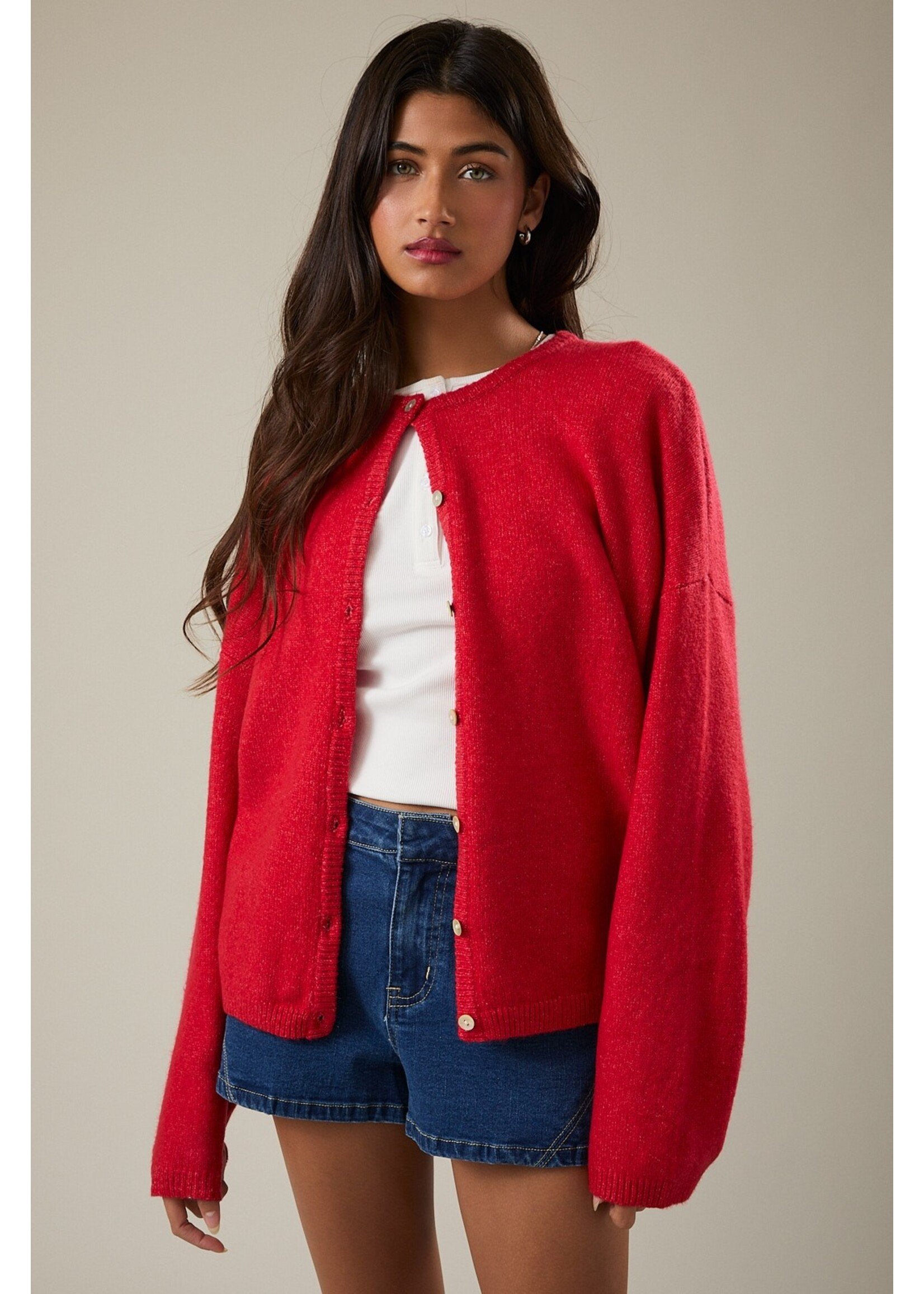 Le Lis Long Sleeve Crew Neck Cardigan - IWJ5904