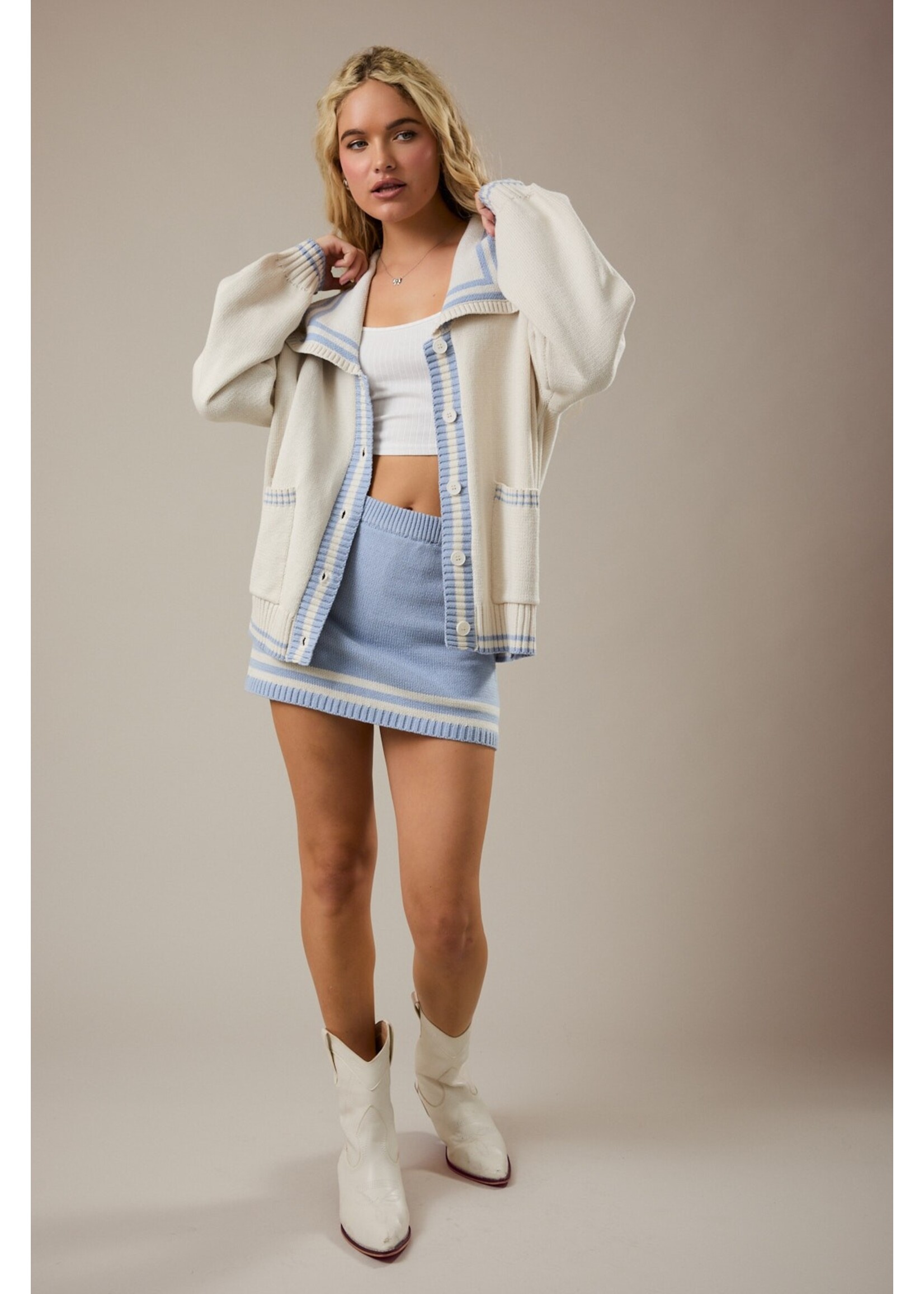 Le Lis Mid Waisted Striped Sweater Skort - IWS6328