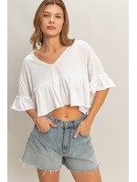 HYFVE V-Neck Ruffle Hem Top - HF26C030