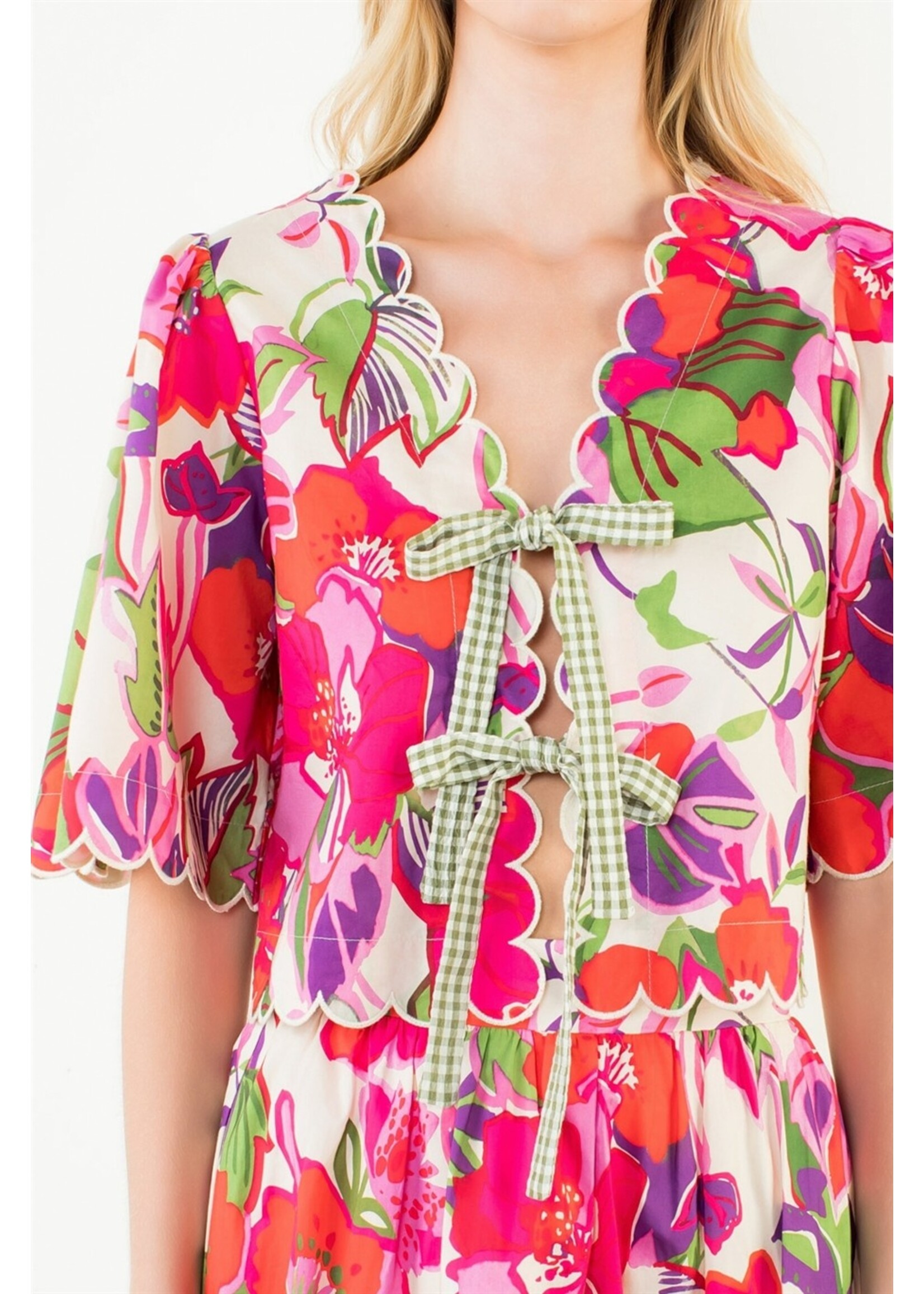 THML Short Sleeve Floral Pattern Top - JH2394