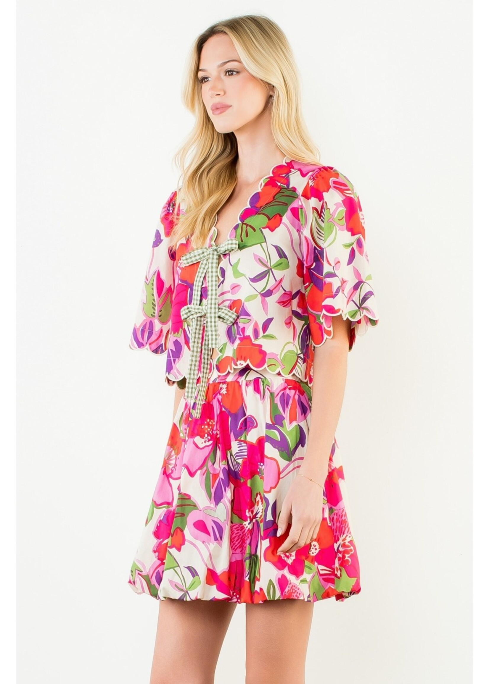 THML Short Sleeve Floral Pattern Top - JH2394