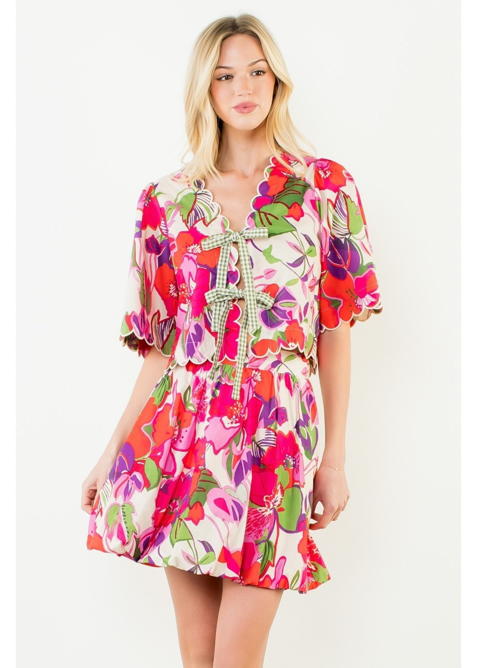 THML Short Sleeve Floral Pattern Top - JH2394