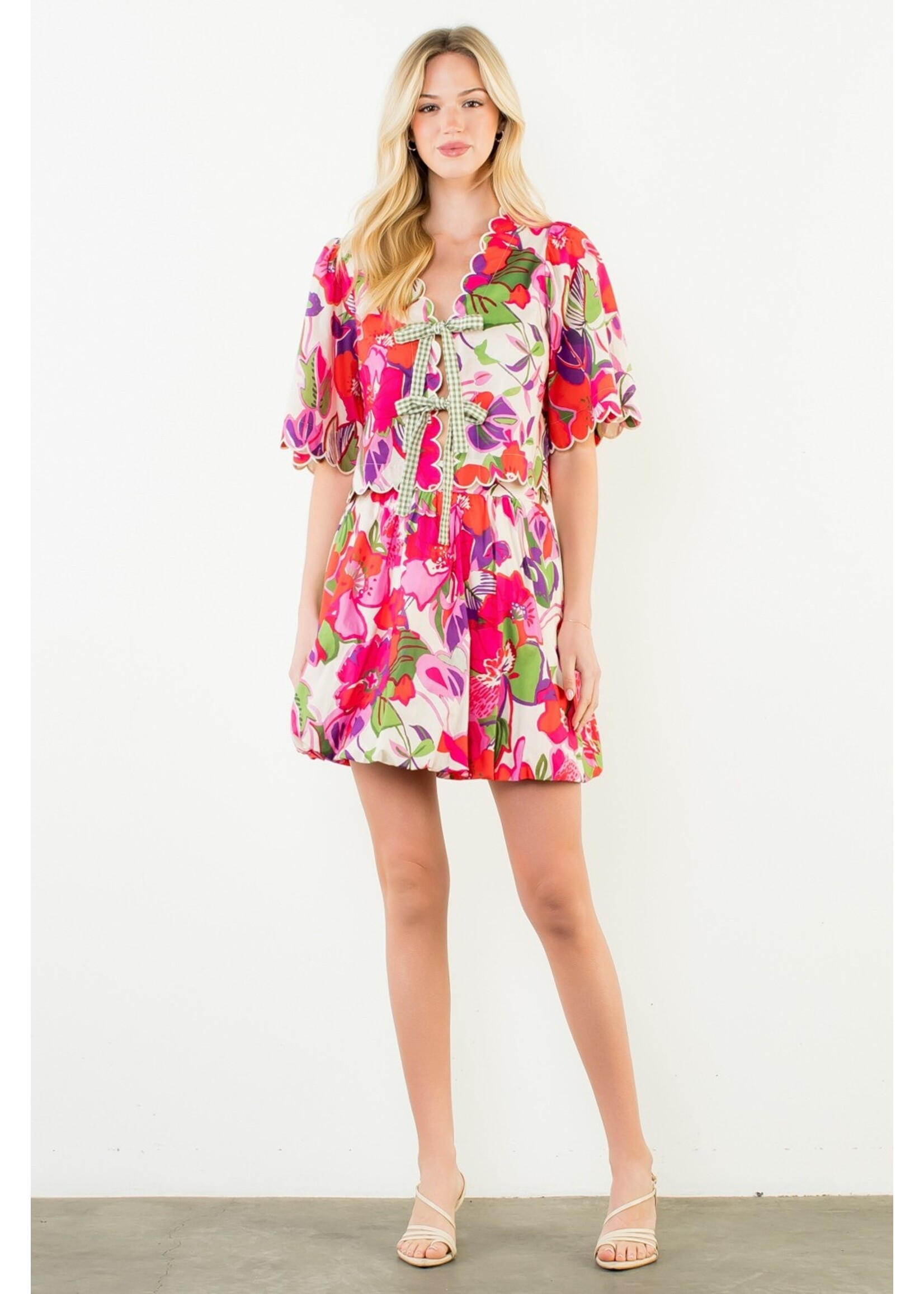 THML Short Sleeve Floral Pattern Top - JH2394