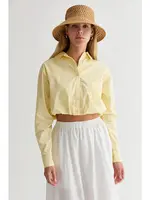 Crescent Demi Poplin Bubble Hem Semi Cropped Shirt - CT9734