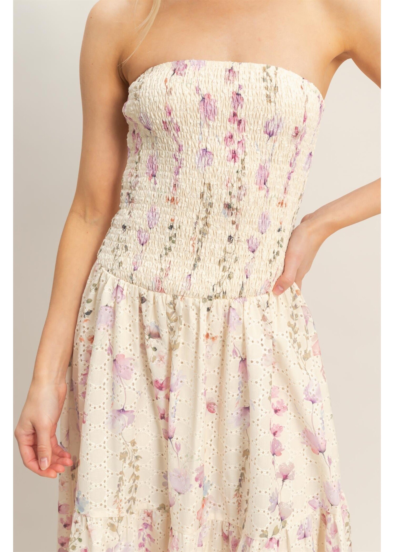 HYFVE Strapless Smocked Floral Dress - HF25E642-D