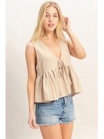 HYFVE Lace Trim Tie Front Top - HF26C100-D