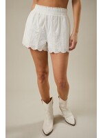 Le Lis Lace Trim Smocked High Waist Shorts - BP1321