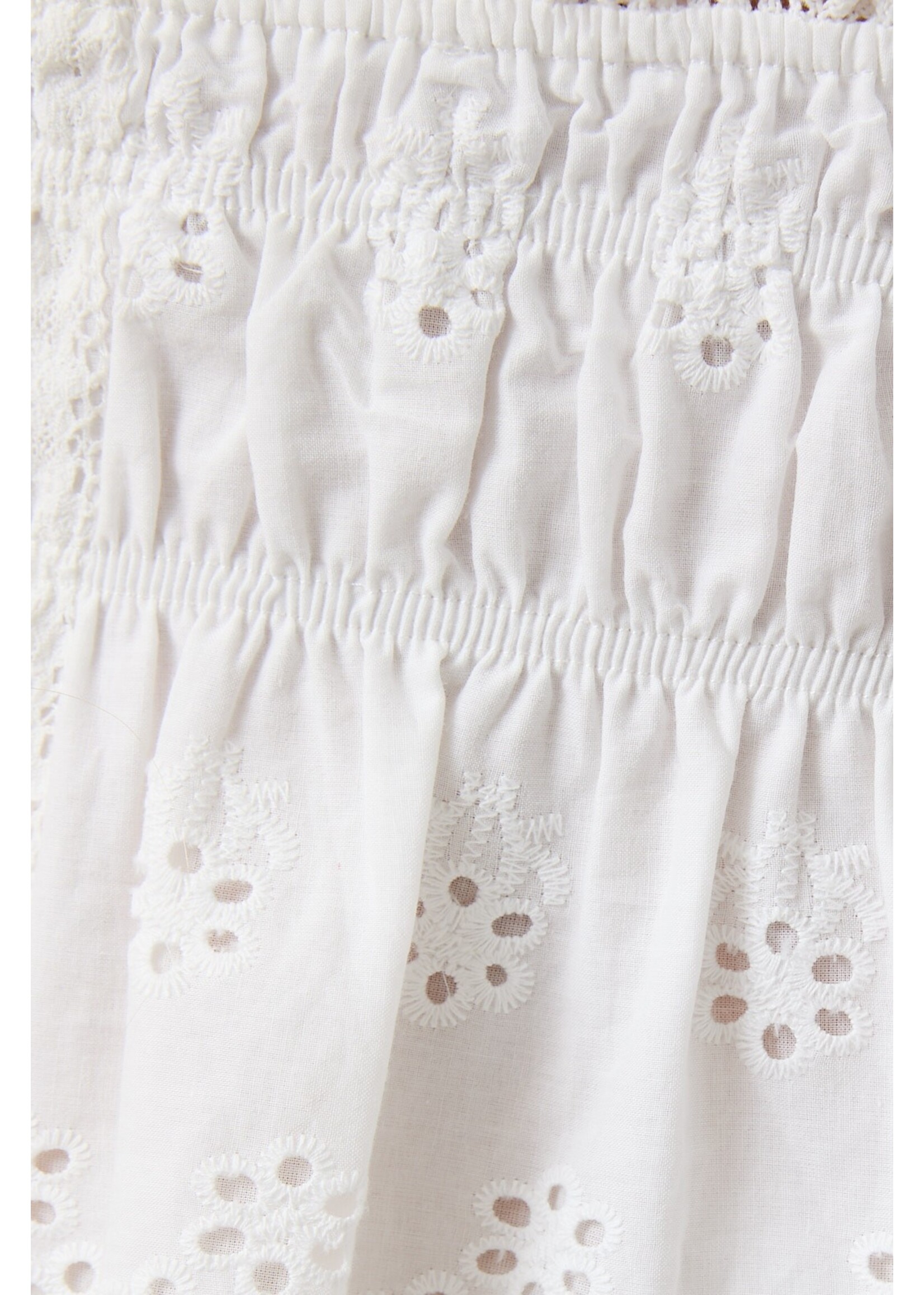 Le Lis Lace Trim Smocked Detail Eyelet Top - BT1320