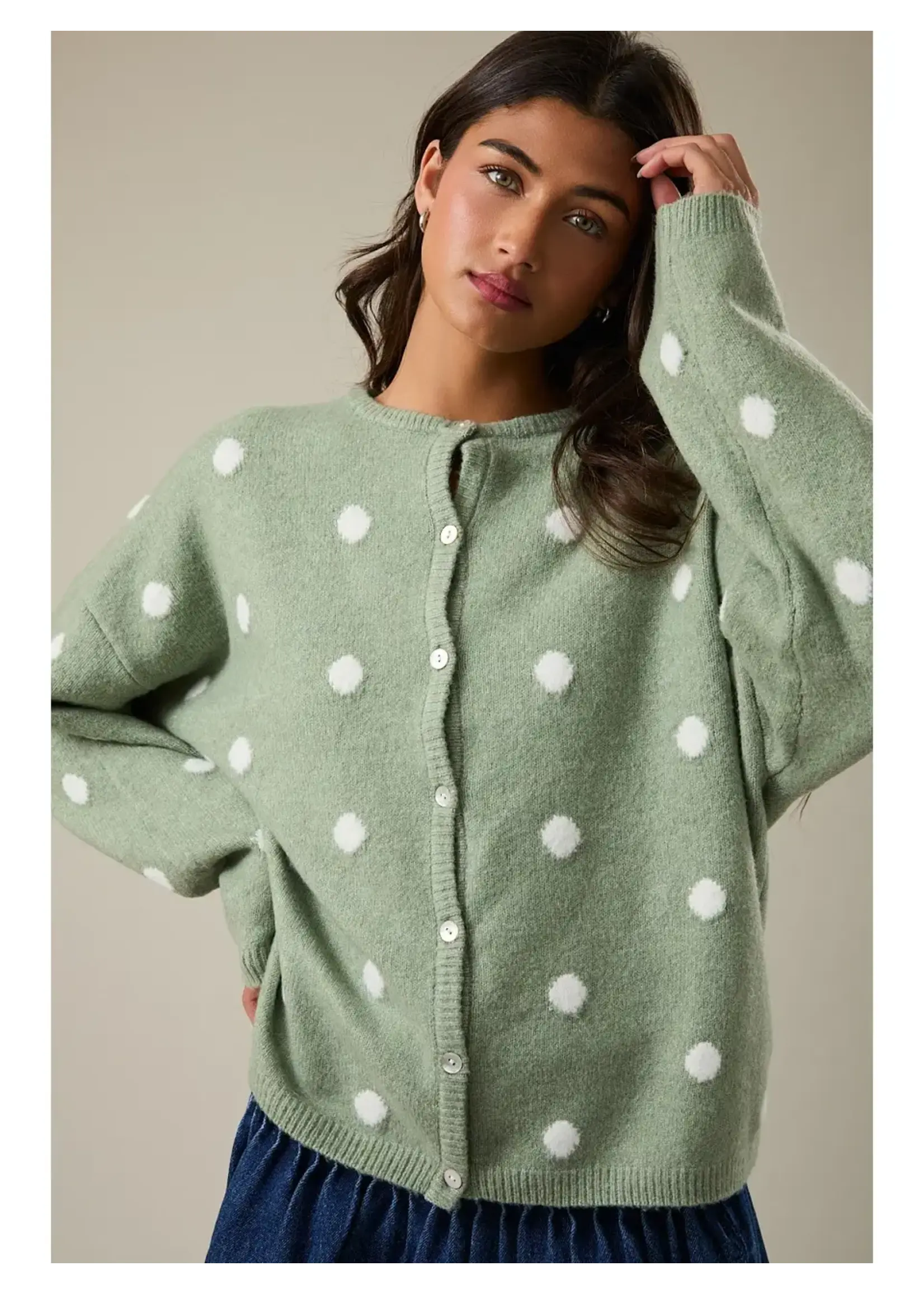 Le Lis Long Sleeve Crew Neck Polka Dot Sweater - IWJ5904-2