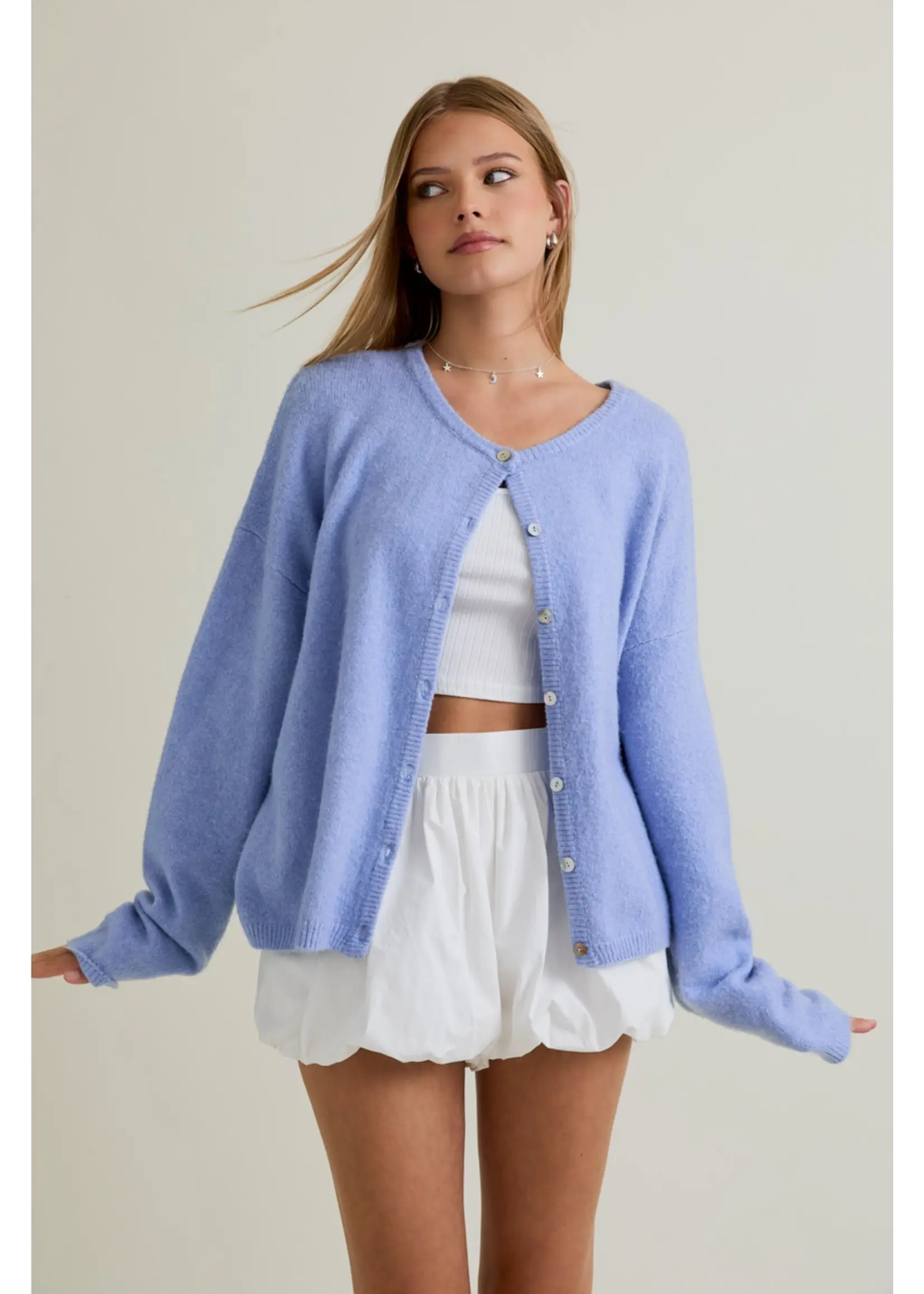 Le Lis Long Sleeve Crew Neck Sweater Cardigan - IWJ5904