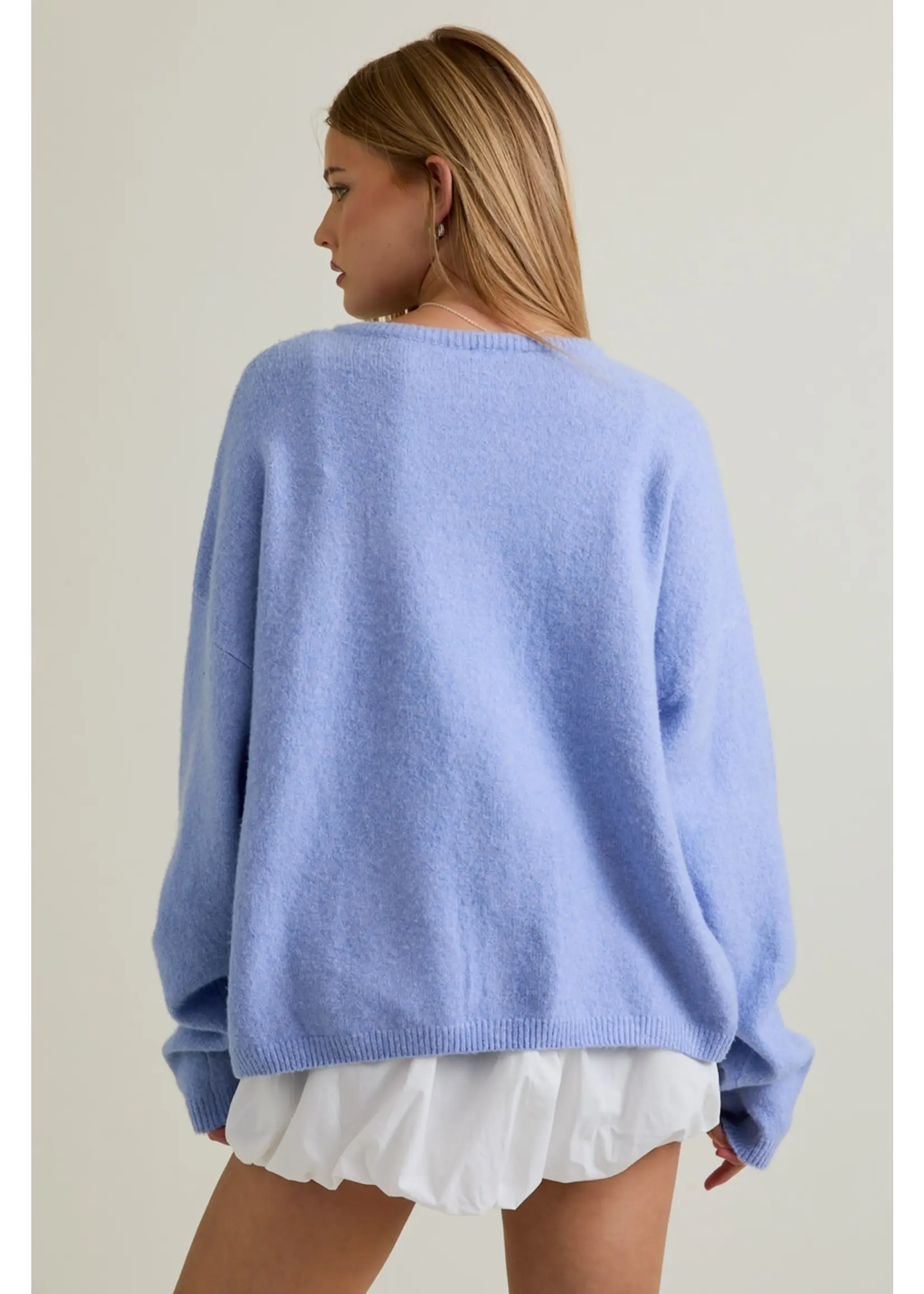 Le Lis Long Sleeve Crew Neck Sweater Cardigan - IWJ5904