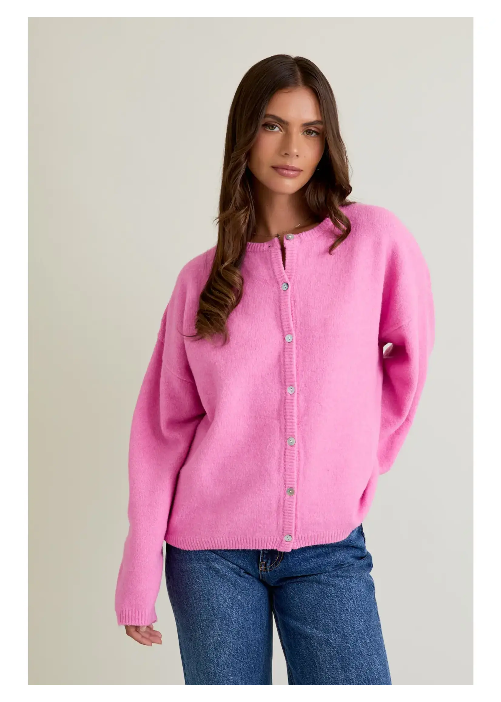 Le Lis Long Sleeve Crew Neck Sweater Cardigan - IWJ5904