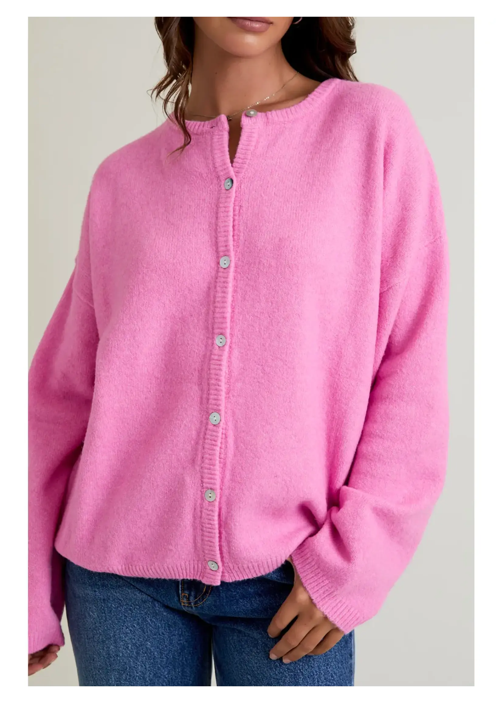 Le Lis Long Sleeve Crew Neck Sweater Cardigan - IWJ5904